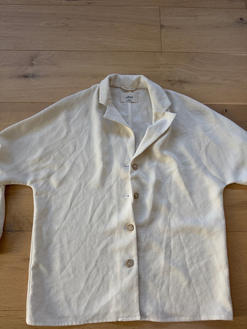 Wilfred Cream Button-Up Relaxed Shirt Jacket